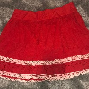 Red lace skirt